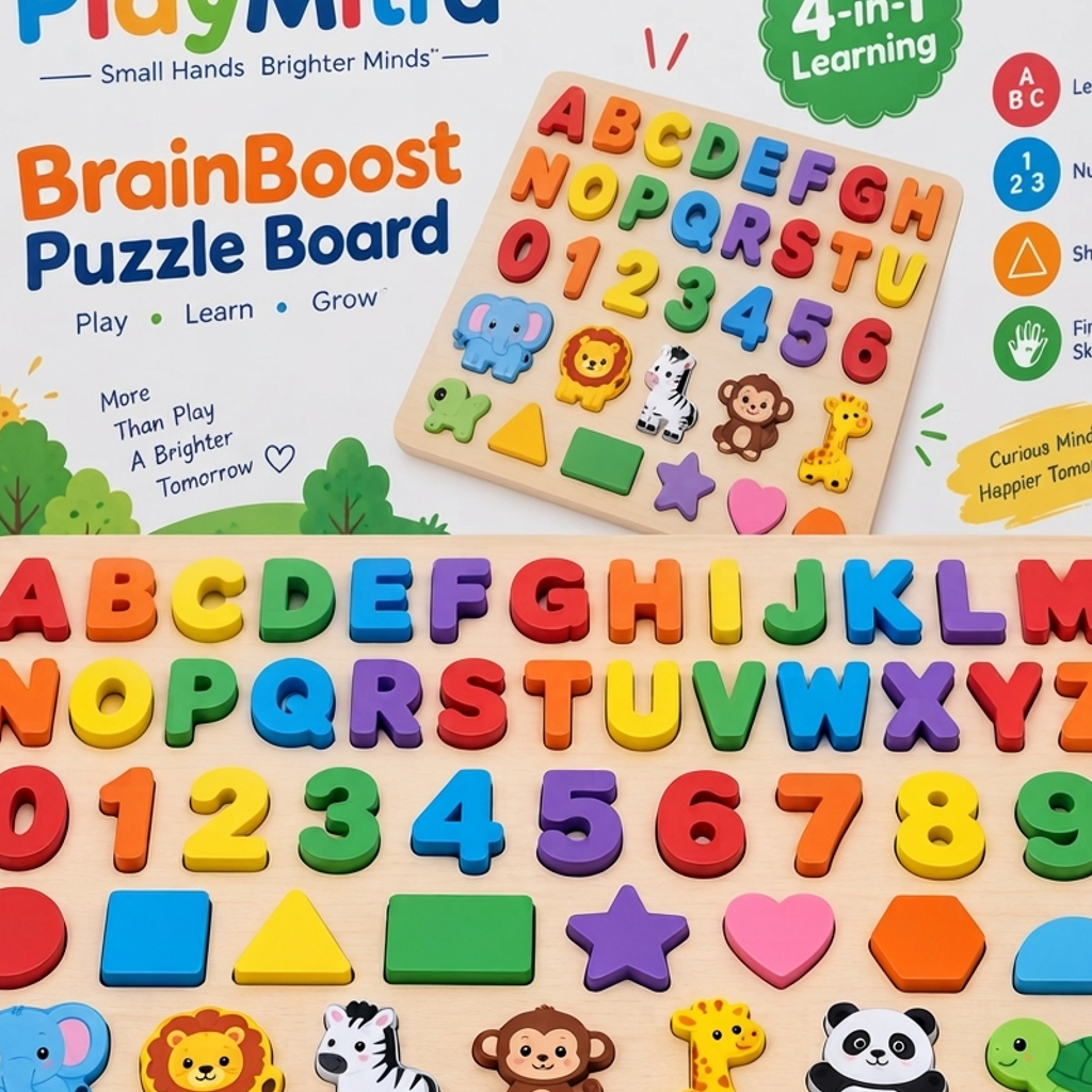 BrainQuest Wooden Alphabet Puzzle Board