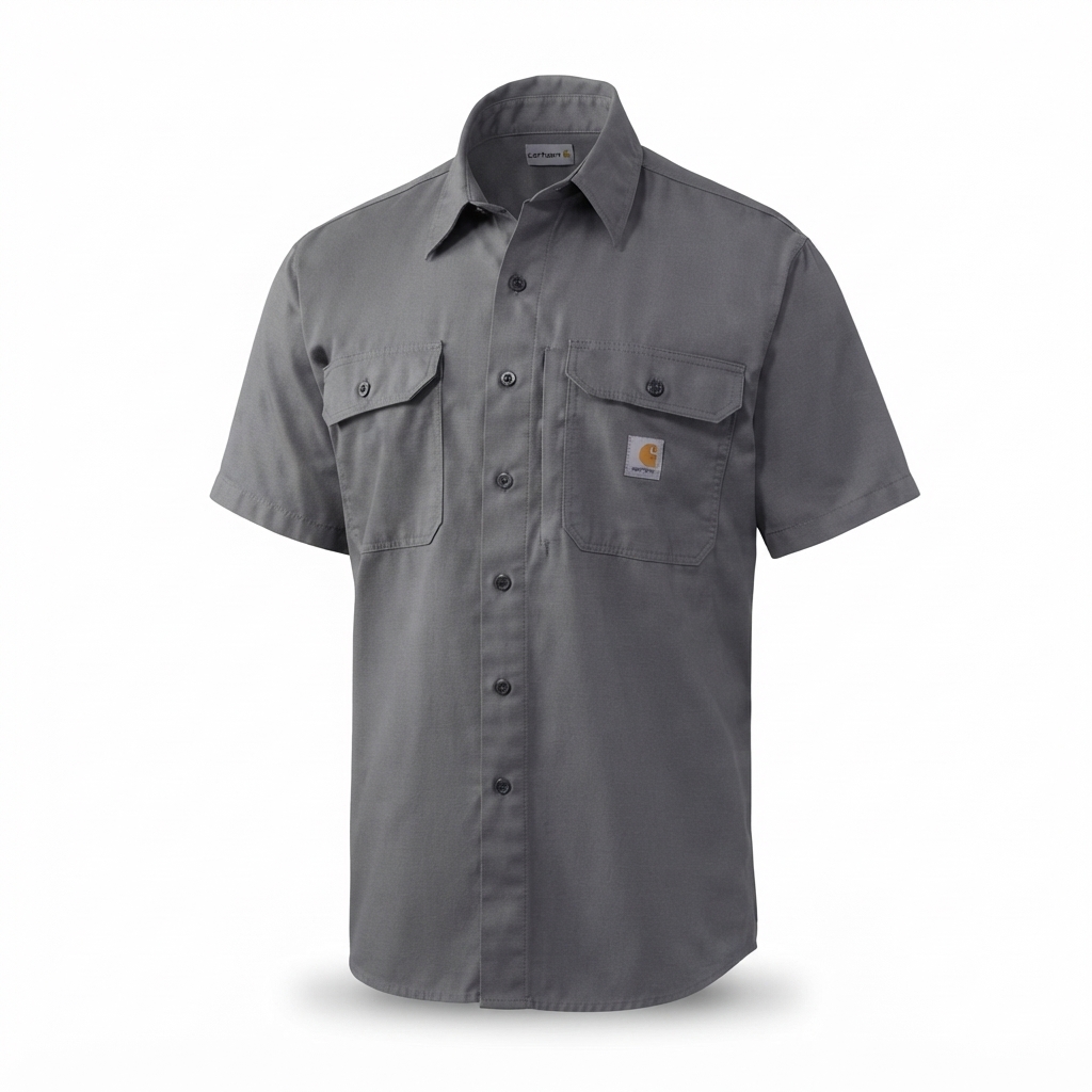 Blue Short-Sleeve Button-Front Shirt
