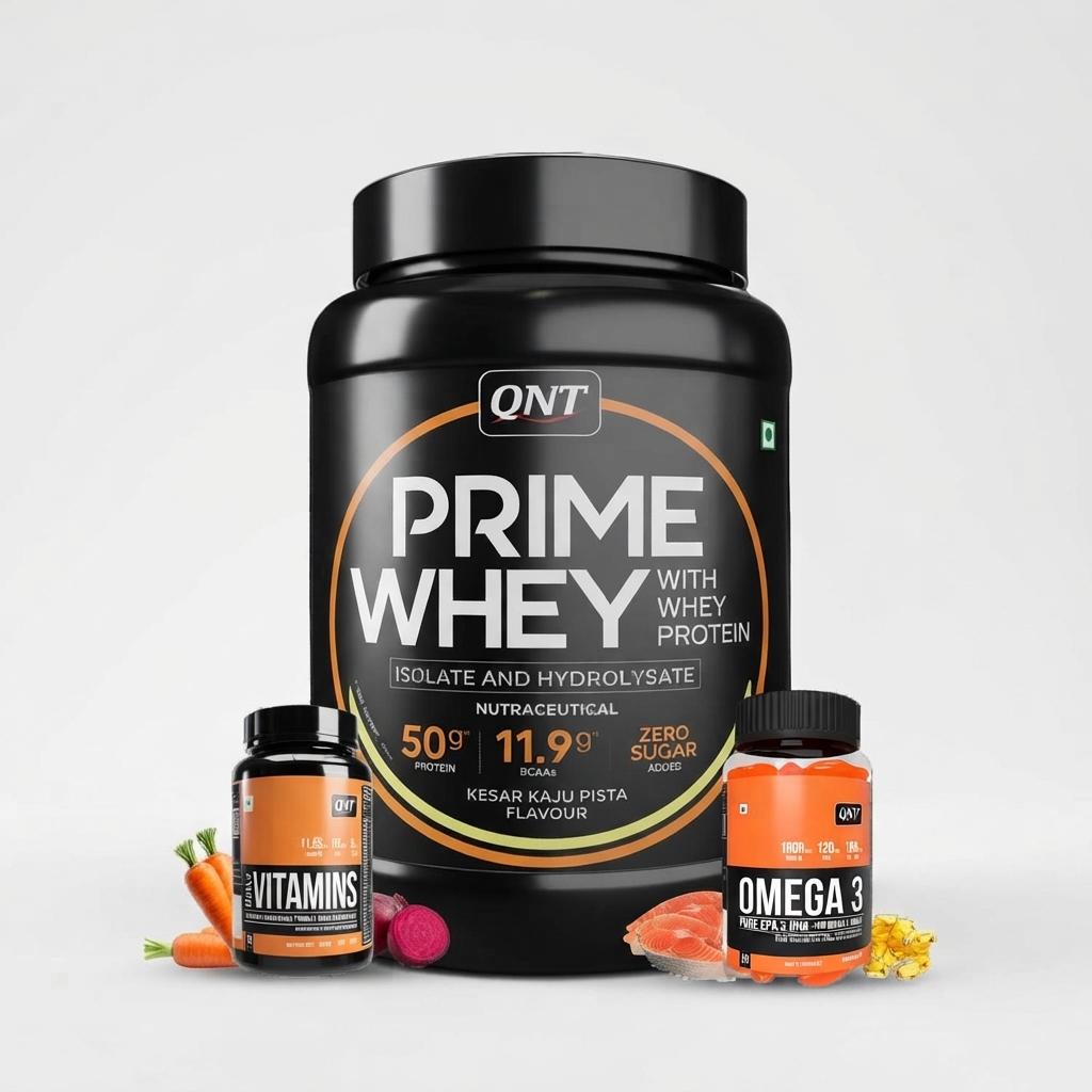 QNT Combo - 1kg Prime Whey, Multivitamin, Fish Oil