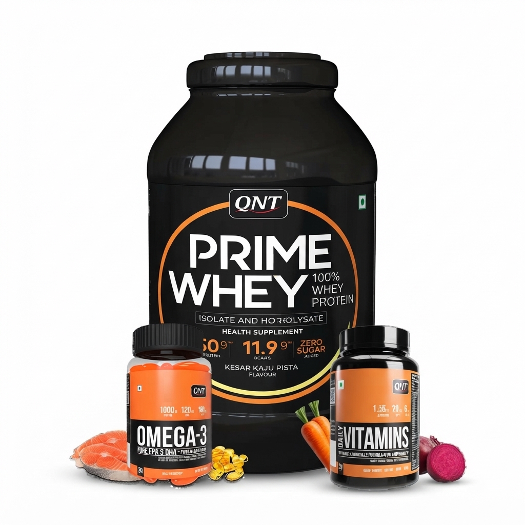QNT Combo - 2kg Prime Whey, Multivitamin, Fish Oil