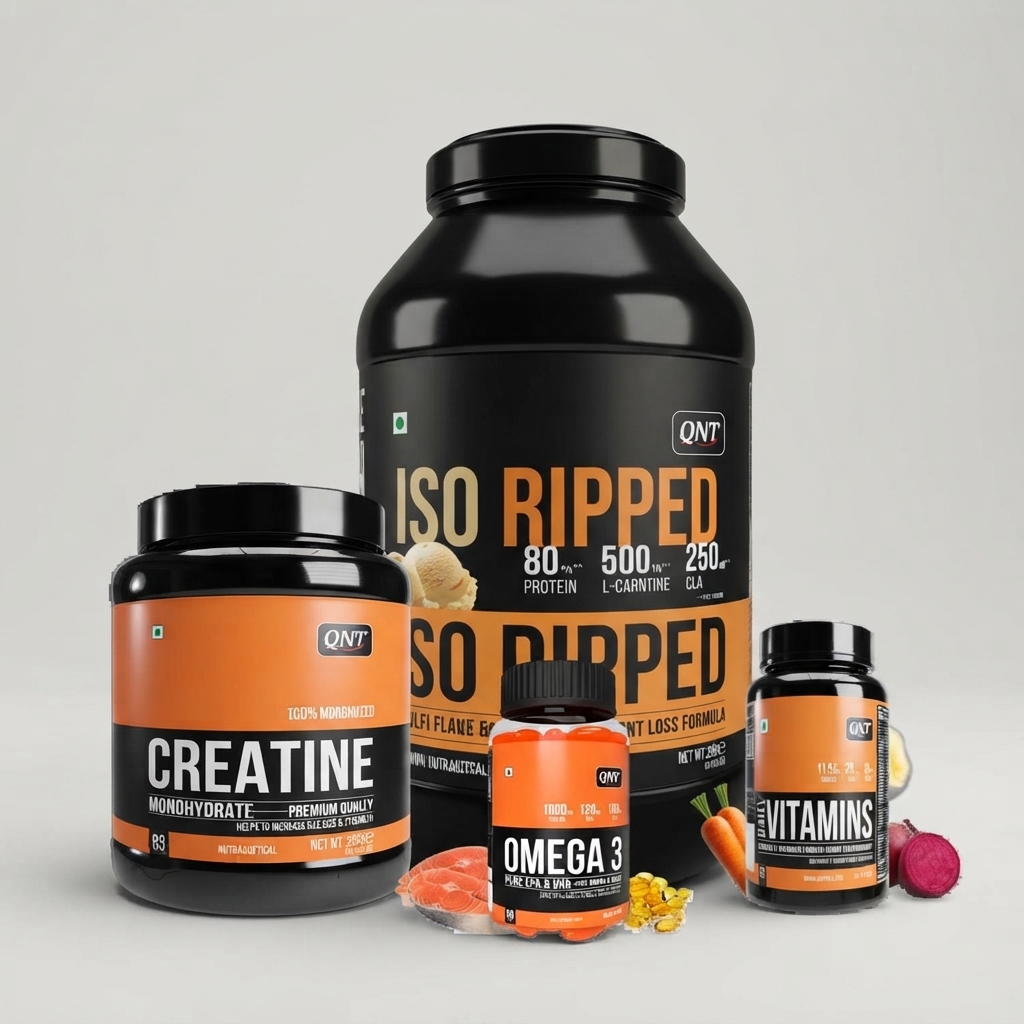 QNT Combo - 2kg Iso Ripped, Multivitamin, Fish Oil, 250g Creatine